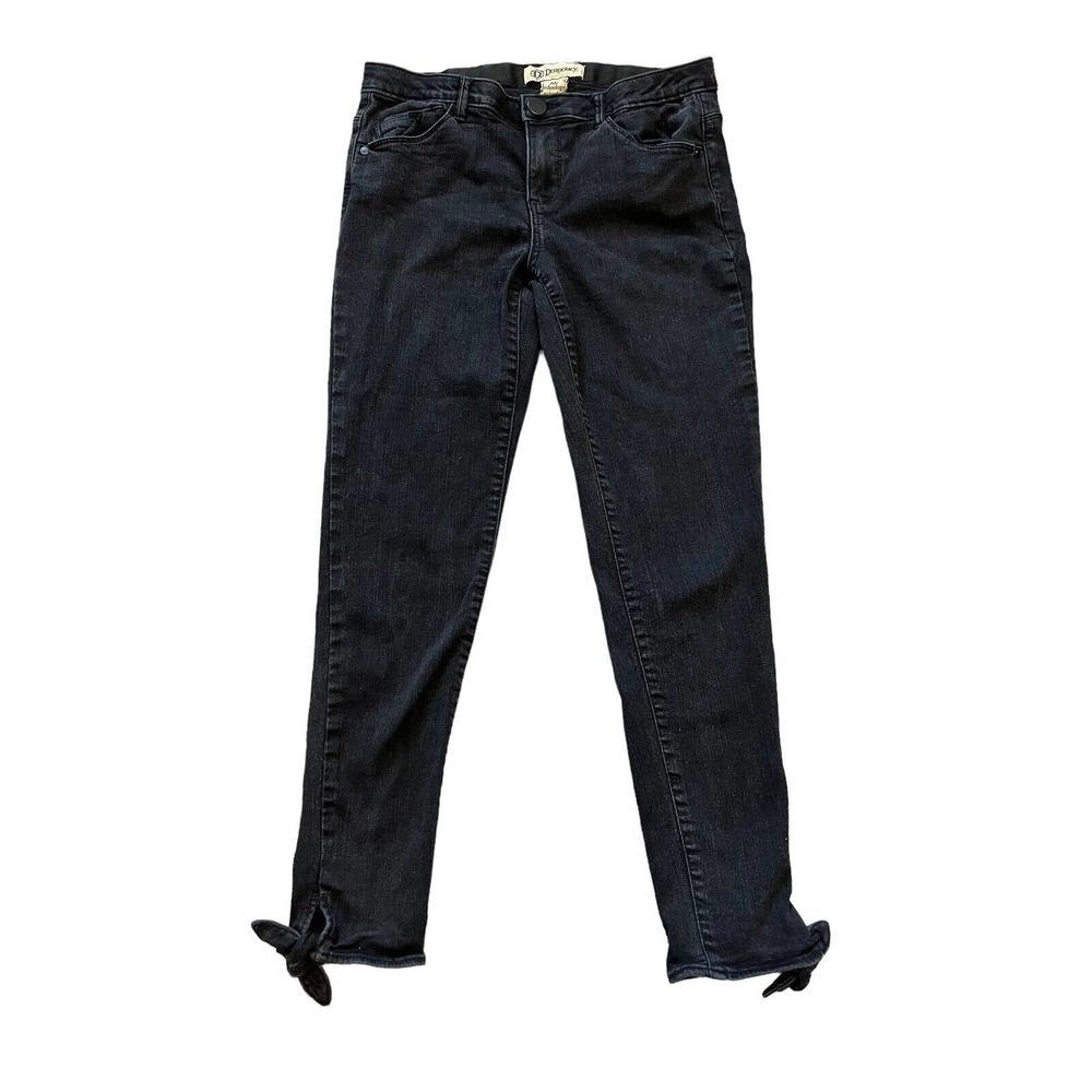 Democracy AB Technology Skinny Jeans Womens Size‎ 4 Black Slimming Ankle Tie Bow
